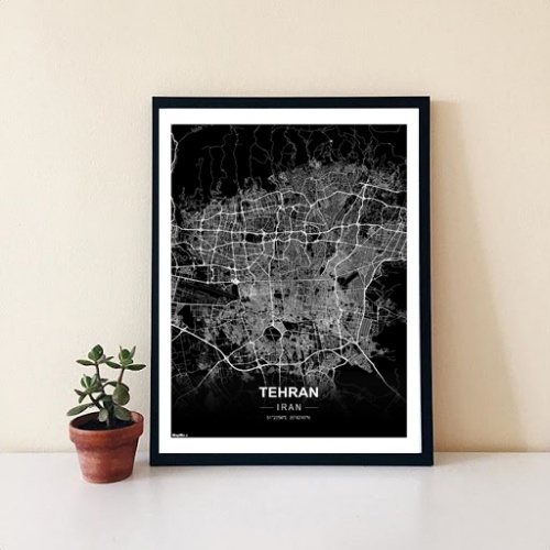  پوستر نقشه مدرن شهر تهران در فرمت pdf تم سیاه