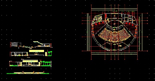 دانلود فایل فایل اتوکد طراحی آمفی تئاتر روباز همراه با پلان، مقاطع و جزئیات اجرایی