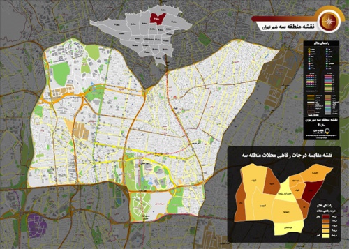  دانلود جدیدترین نقشه pdf منطقه سه شهر تهران بزرگ با کیفیت بسیار بالا  در ابعاد بزرگ