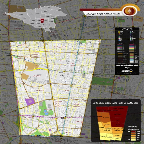  دانلود جدیدترین نقشه pdf منطقه یازده شهر تهران بزرگ با کیفیت بسیار بالا در ابعاد بزرگ