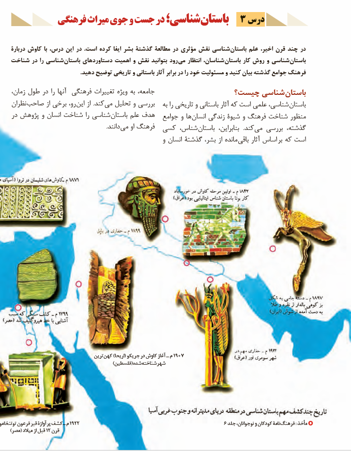 درس 3: باستان شناسی؛ در جست و جوی میراث فرهنگی | تاریخ (1) ایران و جهان باستان | رشتۀ ادبیات و علوم