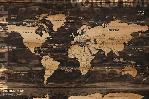 دانلود نقشه جهان با جزئیات دارای بافت زمینه چوب مناسب چاپ برای تابلو دیواری