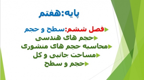 پاورپوینت فصل 6 ریاضی پایه هفتم (سطح و حجم)