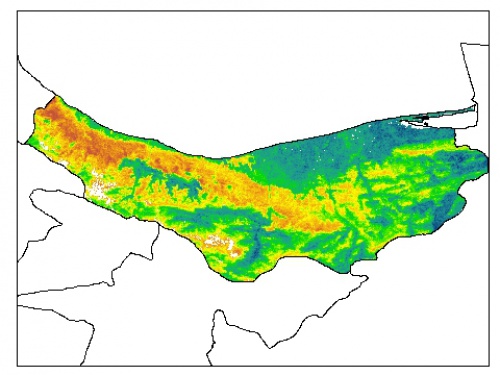  نقشه PH خاک محلول در آب در عمق 100 سانتیمتری استان  مازندران