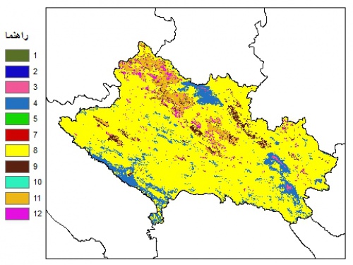  نقشه بافت خاک در عمق 100 سانتیمتری استان لرستان