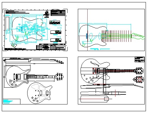  فایل اتوکد آبجکت جزئیات ساز گیتار