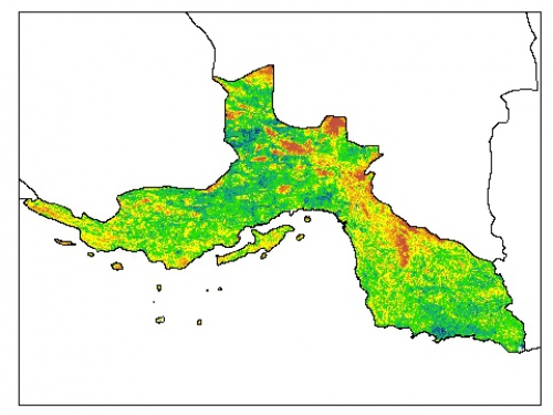  نقشه PH خاک محلول در آب در عمق صفر سانتیمتری استان  هرمزگان