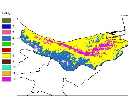  نقشه بافت خاک در عمق 100 سانتیمتری استان مازندران