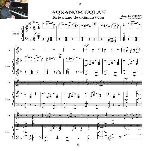  نت آذری آقرانوم اغلان برای پیانوآواز در2ص فرمت pdf