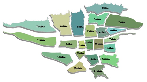  نقشه سه بعدی مناطق شهر تهران بصورت وکتور