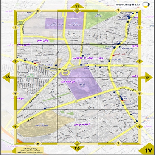  نقشه PDF شهر کرج به همراه تصویر ماهواره ای با جانمایی کلیه شعب بانکها و موسسات مالی و اعتباری 