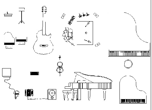  فایل اتوکد آبجکت انواع لوازم موسیقی