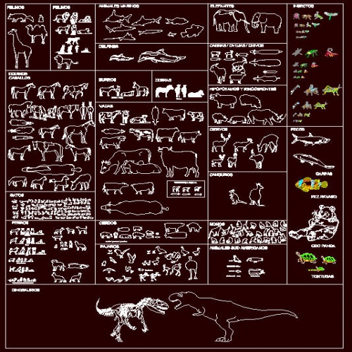  مجموعه بلوکهای اتوکد انواع حیوانات 