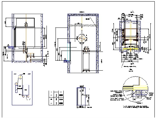  فایل اتوکد آبجکت طراحی جزئیات آسانسور و بالابر