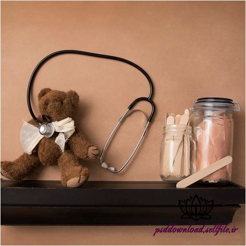  بک دراپ نوزاد تاقچه،لوارم پزشکی،خرس قهوه ای-کد 533