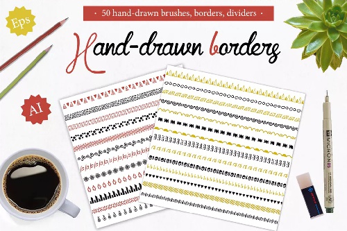  50 براش فتوشاپ handdrawn borders dividers