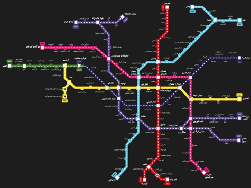  نقشه وکتور گرافیکی مترو شهر تهران سال 97 قابل استفاده در نرم افزار های گرافیکی