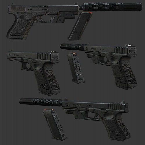  مدل سه بعدی اسلحه GLOCK 