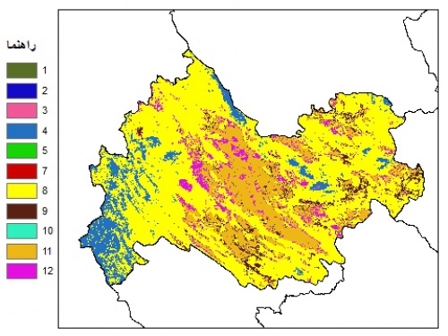  نقشه بافت خاک در عمق 100 سانتیمتری استان كرمانشاه