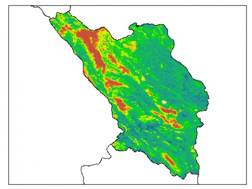  نقشه PH خاک محلول در آب در عمق صفر سانتیمتری استان  چهارمحال و بختياري
