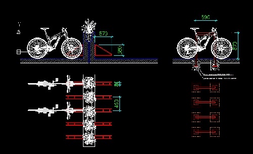  فایل اتوکد طراحی محل پارک دوچرخه همراه با جزئیات اجرایی 