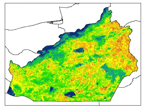  نقشه رطوبت اشباع خاک سطحی (در عمق صفر سانتیمتری) استان سمنان