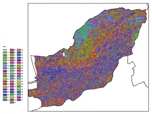  نقشه ظرفیت تبادلی کاتیون خاک در عمق 5 سانتیمتری استان گلستان