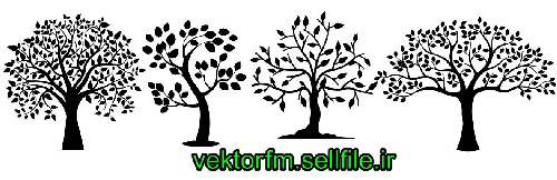  وکتور درخت-طرح برش درخت-لگوی درخت-وکتور برگ-وکتور شاخه-فایل کورل