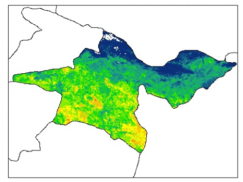  نقشه رطوبت اشباع خاک سطحی (در عمق صفر سانتیمتری) استان تهران