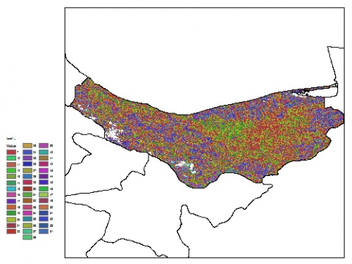  نقشه ظرفیت تبادلی کاتیون خاک در عمق 60 سانتیمتری استان مازندران