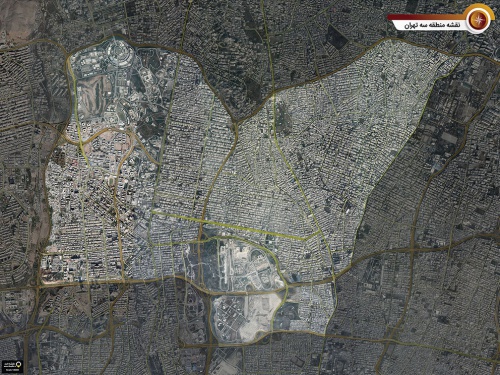  دانلود جدیدترین نقشه و تصویر ماهواره ای منطقه 3 شهر تهران بزرگ با کیفیت بسیار بالا  در ابعاد بزرگ