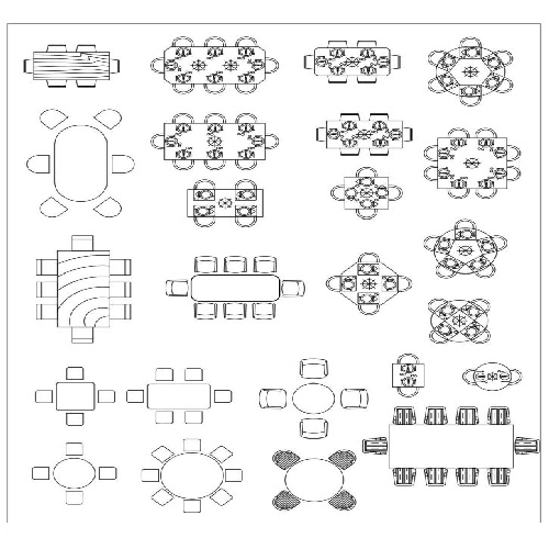  فایل اتوکد مبلمان (میز و صندلی) برای طراحی داخلی