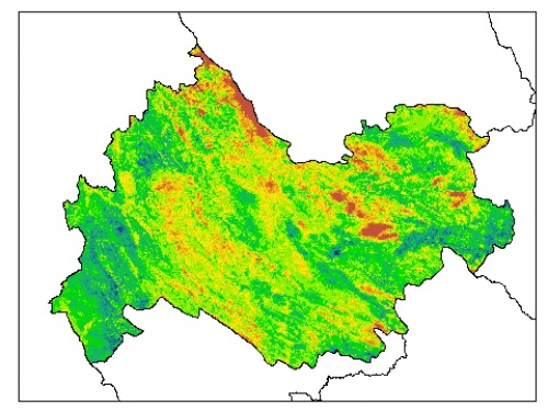  نقشه PH خاک محلول در آب در عمق 5 سانتیمتری استان  كرمانشاه
