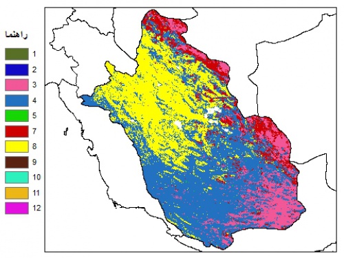  نقشه بافت خاک در عمق 100 سانتیمتری استان فارس
