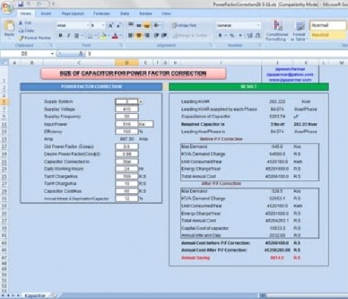   فایل محاسبه بانک خازنی    Capacitor Calculator