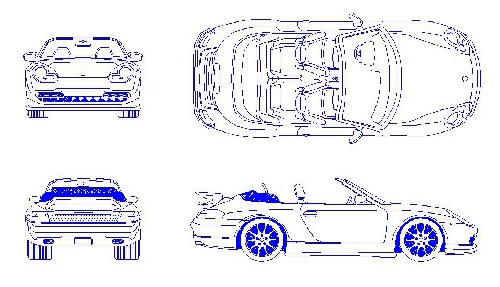  بلوک و فایل اتوکد - خودرو پرشه 911 مدل 1999 - Porsche 911