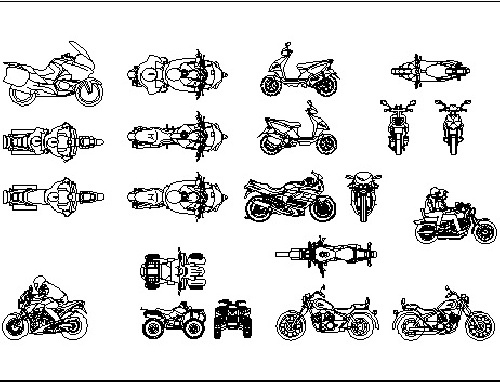  فایل اتوکد آبجکت انواع موتورسیکلت