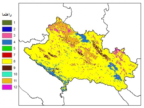  نقشه بافت خاک در عمق 30 سانتیمتری استان لرستان