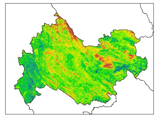  نقشه PH خاک محلول در آب در عمق 100 سانتیمتری استان  كرمانشاه