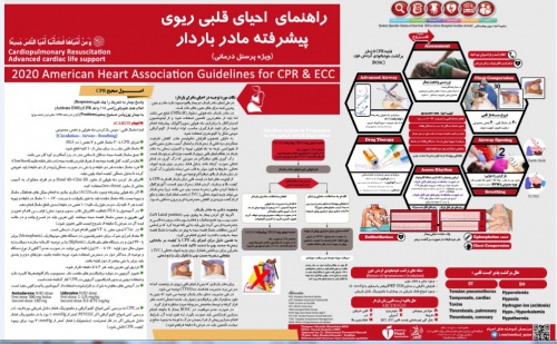  پوستر احیای قلبی ریوی مادر باردار بر اساس گایدلاین AHA 2020 (پوستر  CPR زنان باردار)