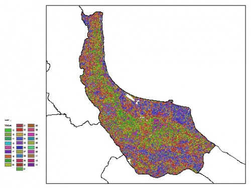  نقشه ظرفیت تبادلی کاتیون خاک در عمق 60 سانتیمتری استان گيلان