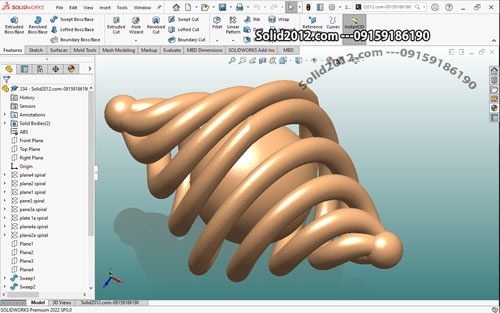  آموزش پیشرفته سالیدورک solidworks طراحی مدل اسپیرال