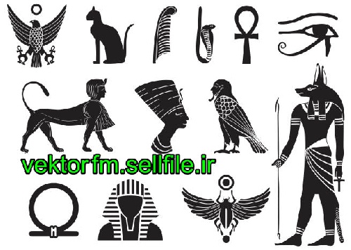  وکتور نمادهای مصری-وکتور فرعون-وکتور علایم باستانی-فایل کورل