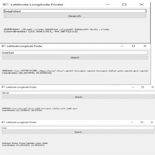  برنامه python برای تعیین طول و عرض جغرافیایی شهرهای جهان بصورت آنلاین