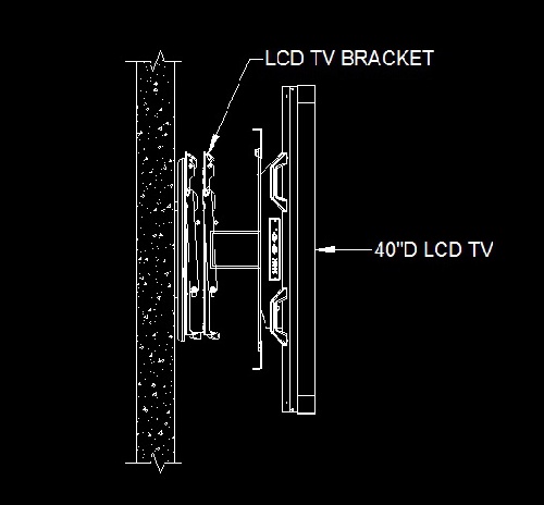  فایل اتوکد آبجکت اتصال تلویزیون LCD به دیوار