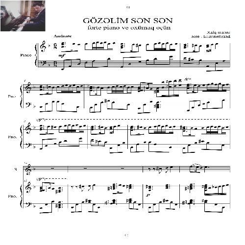 نت آذری گزلیم سن سن برای پیانو آواز در4ص فرمت pdf