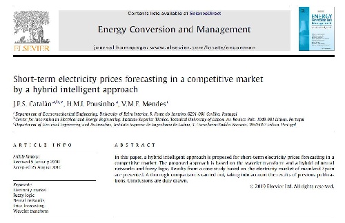  دانلود ترجمه ی مقاله ی پیش‌بینی کوتاه مدت قیمت‌ برق در یک بازار رقابتی به کمک روش هوشمند ترکیبی