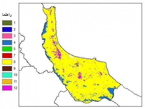  نقشه بافت خاک در عمق 100 سانتیمتری استان گيلان