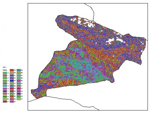 نقشه ظرفیت تبادلی کاتیون خاک در عمق 5 سانتیمتری استان البرز