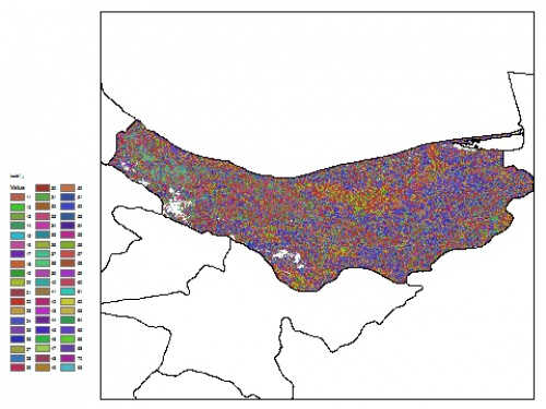 نقشه ظرفیت تبادلی کاتیون خاک در عمق صفر سانتیمتری استان مازندران